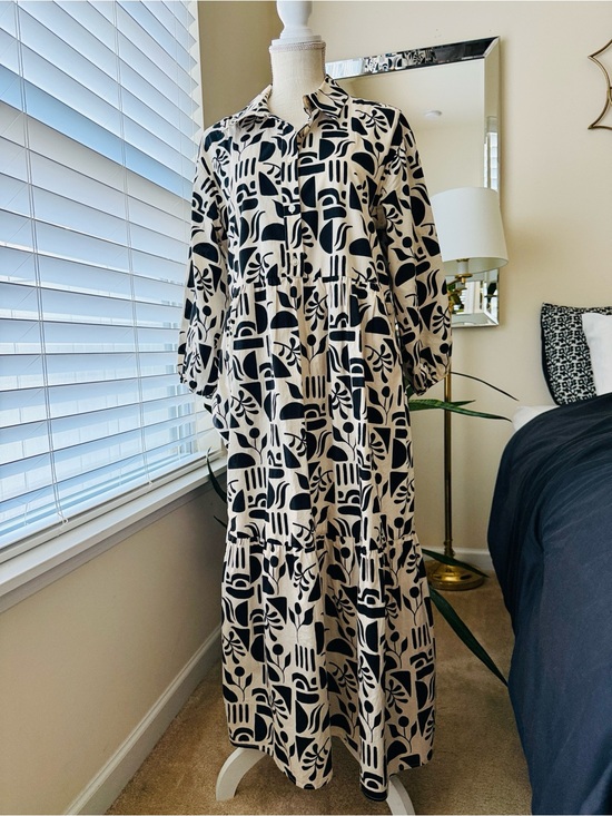Anthropologie Dresses & Skirts - Anthropologie Maeve Black & Cream Print Dress
